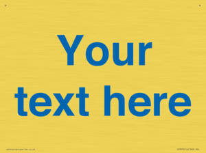 Custom blank information sign. Blue text, plain background